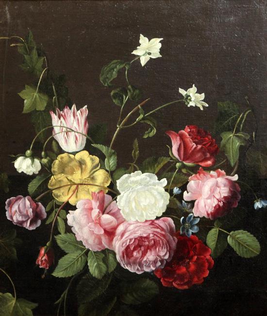 Follower of William Van Aelst (1620-1679) Still life of flowers 17.75 x 15in.